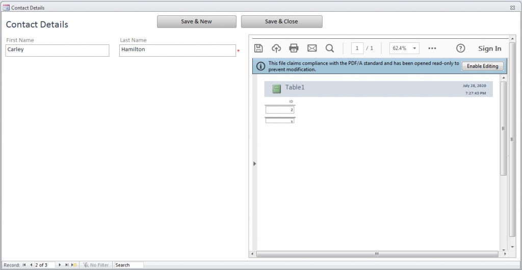 Access PDF In A Form